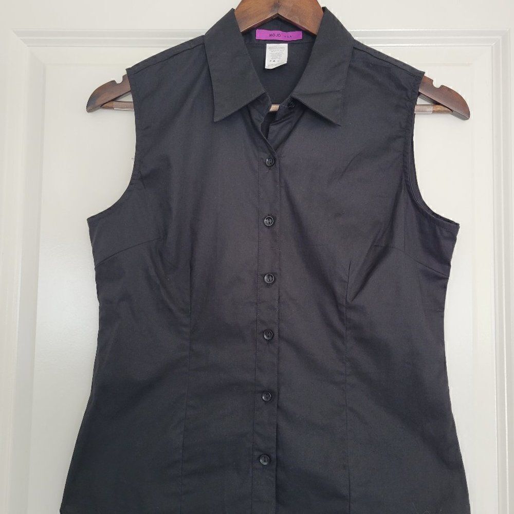 Sleeveless Button-Down Shirt - Black